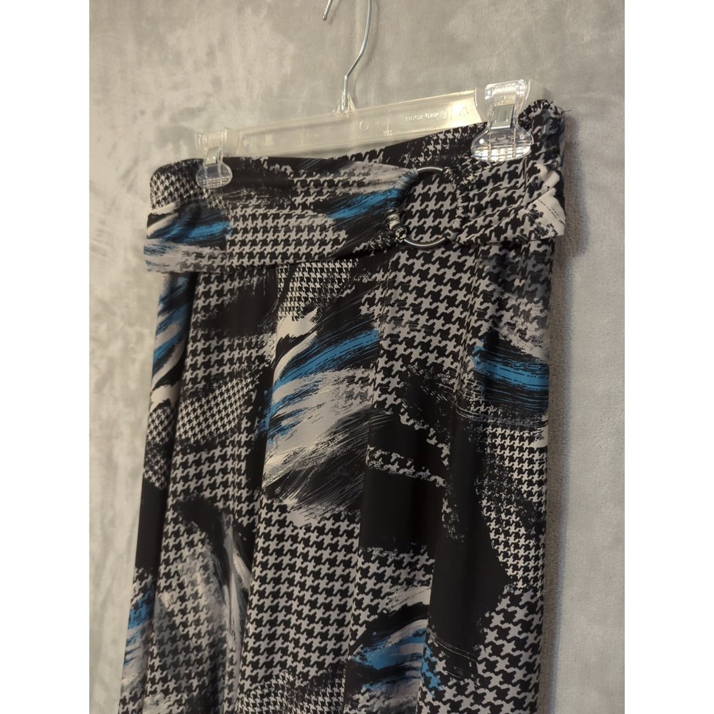 Robert‎ Louis Black Size M Houndstooth Abstract Print Pull-on Long Maxi Skirt